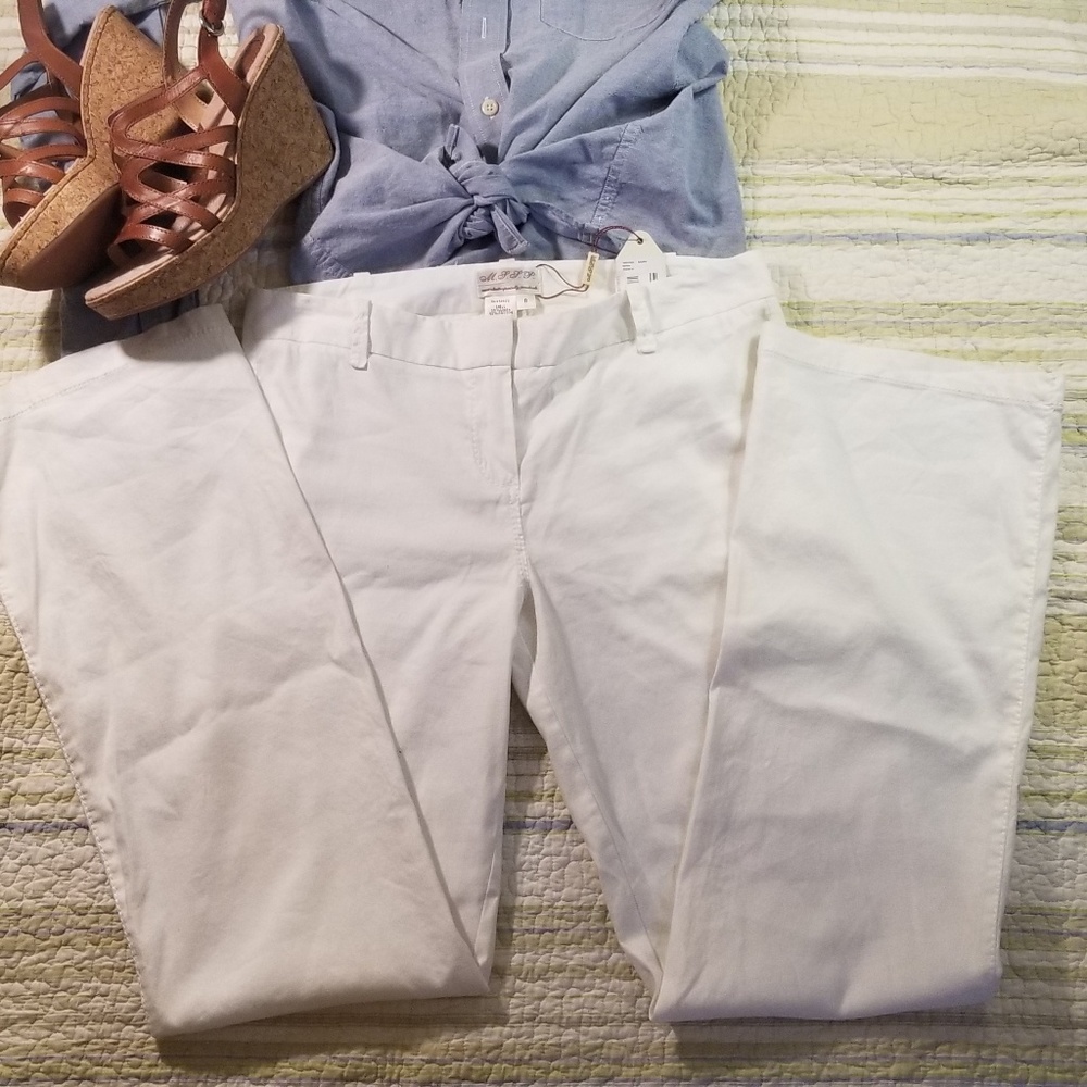 Max Studio White Straight-Leg Pants